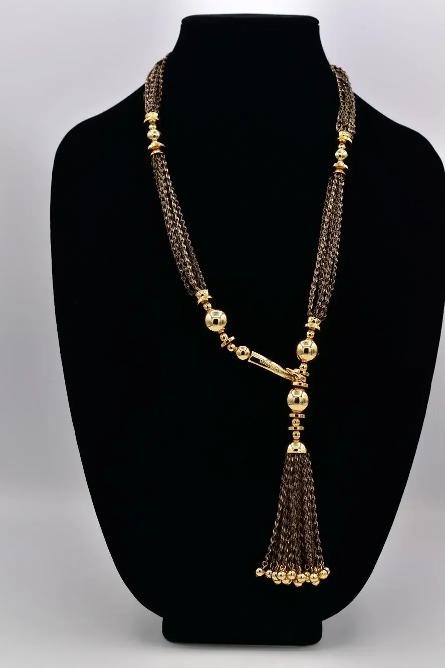 Stella & Dot Vintage Tassel Beaded Statement Necklace Antiqued Chunky Y2K BinBD
